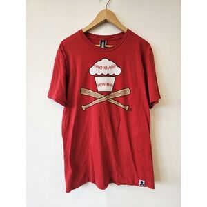 Johnny Cupcakes Shirt Mens Large Baseball Crossed Bats Cupcake Graphic 82‎ Tee